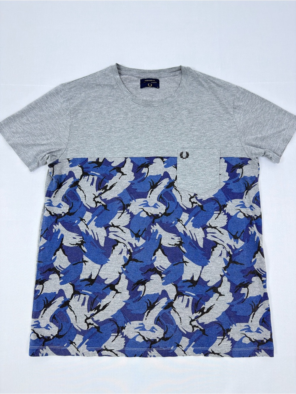 Fred Perry Grey & Blue Camouflage Pocket Tee